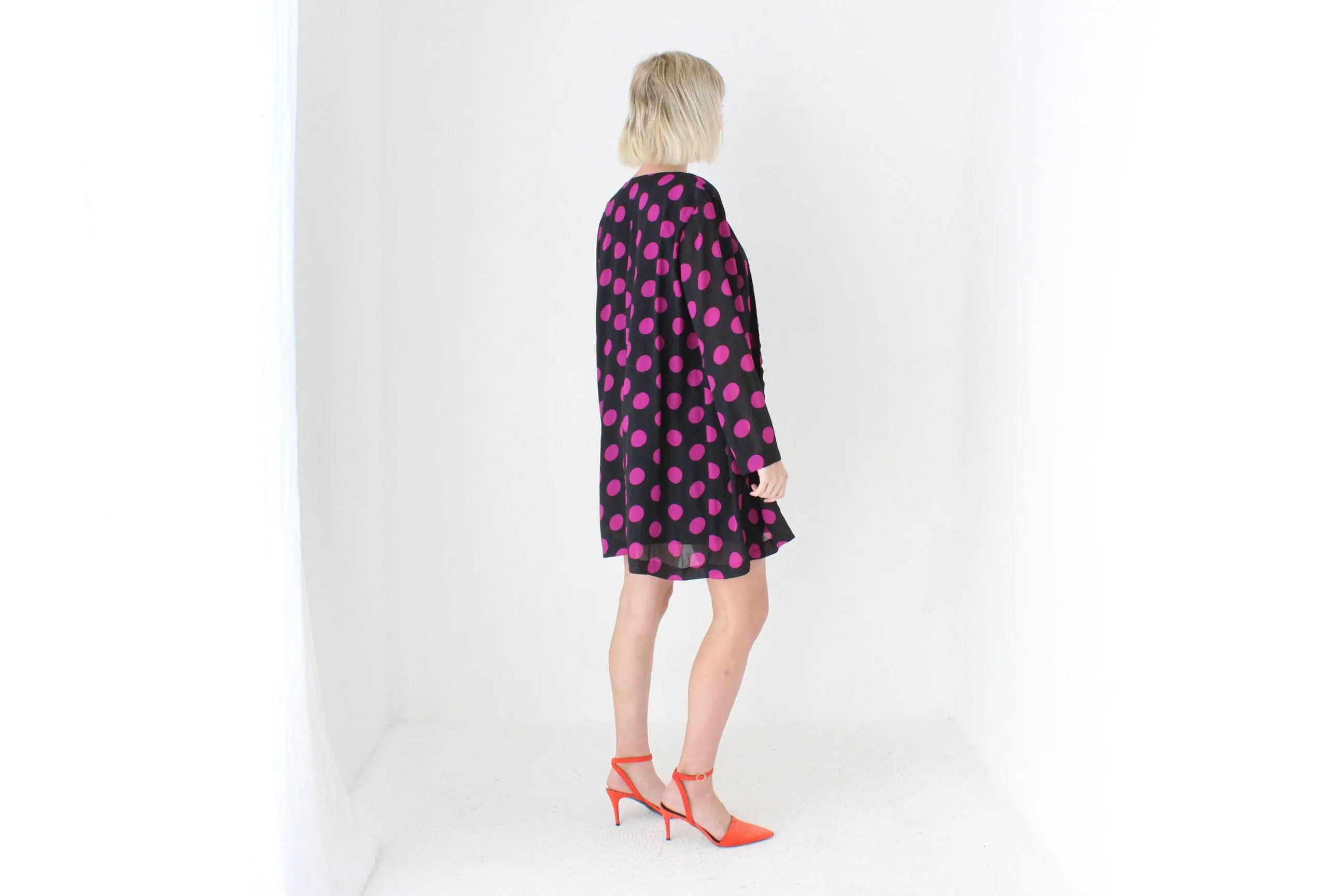 80s Purple Polka Dot Jacket & Dress Matching Set