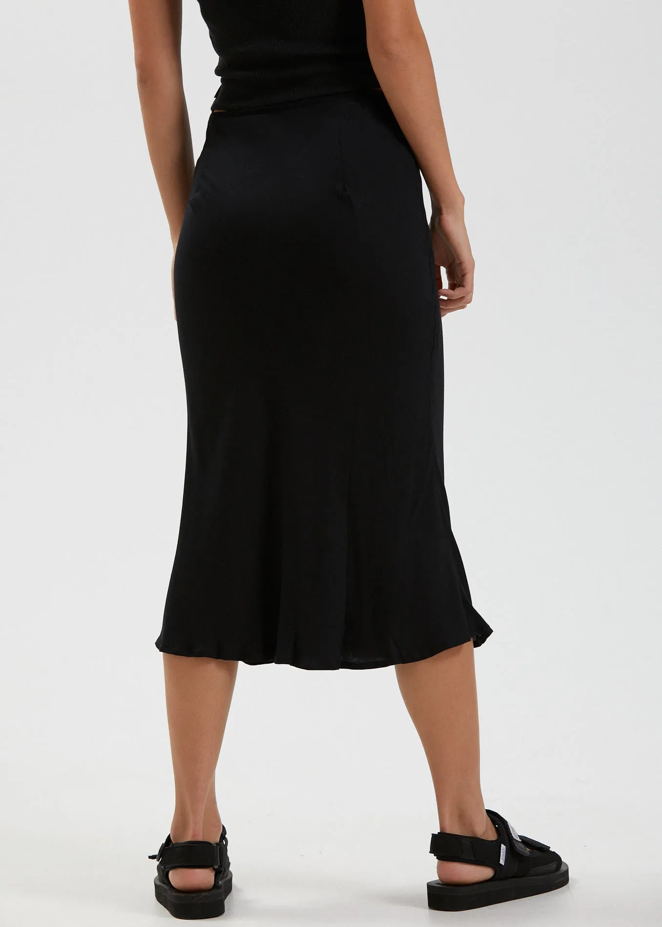 Afends Womens Janey - Recycled Midi Skirt - Black