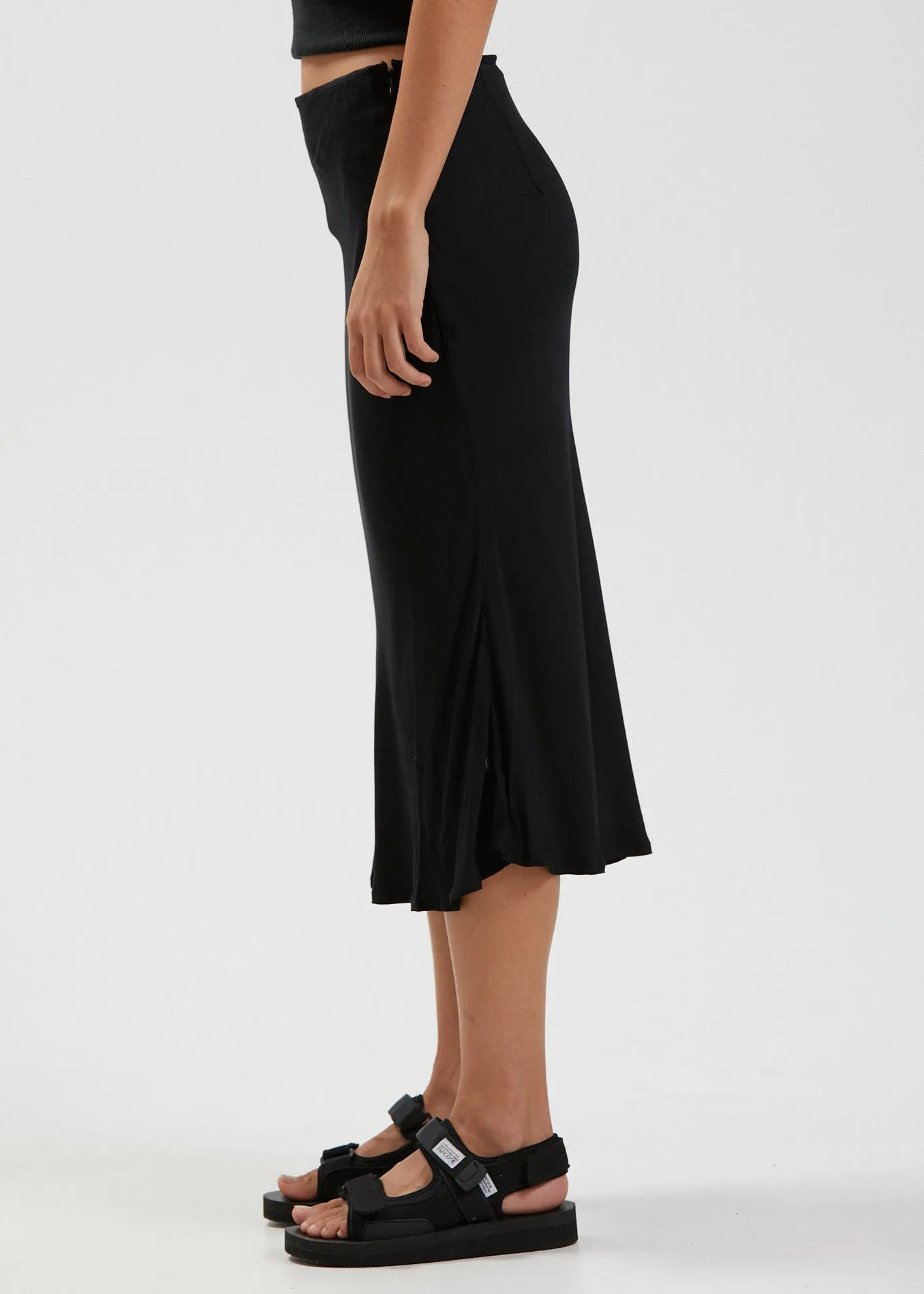 Afends Womens Janey - Recycled Midi Skirt - Black