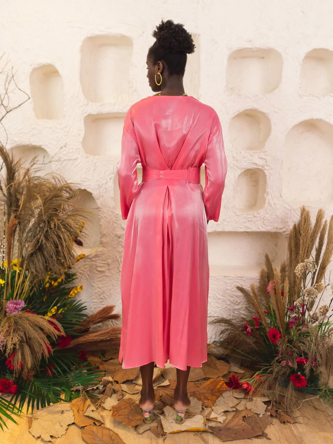 Aphrodite Rose Belted Dress