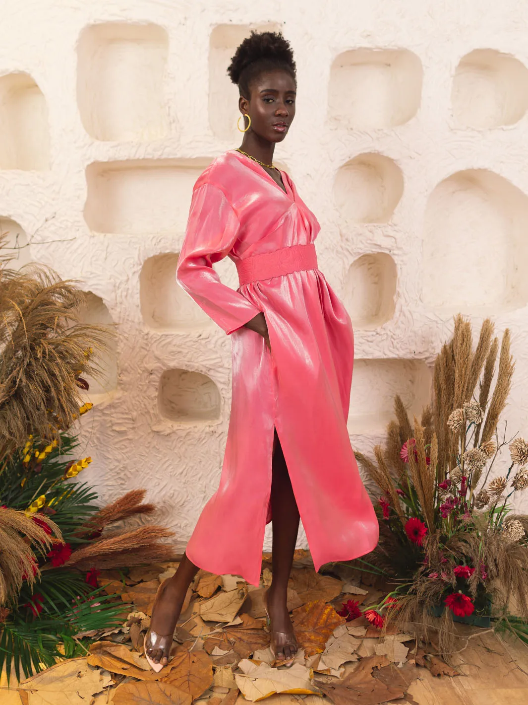 Aphrodite Rose Belted Dress