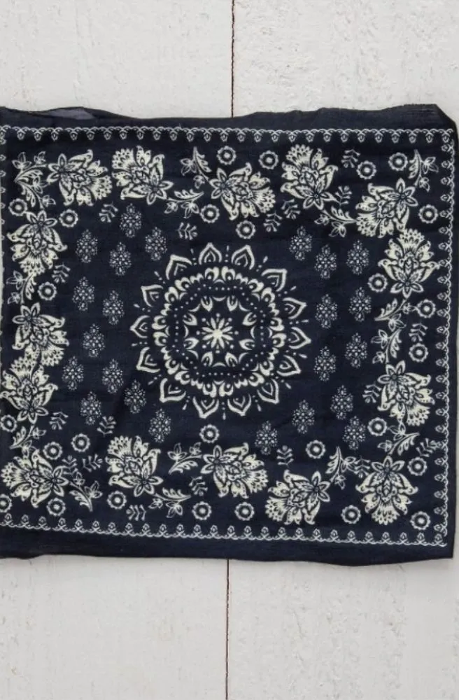 Boho Bandeau Half Black Cream Mandala