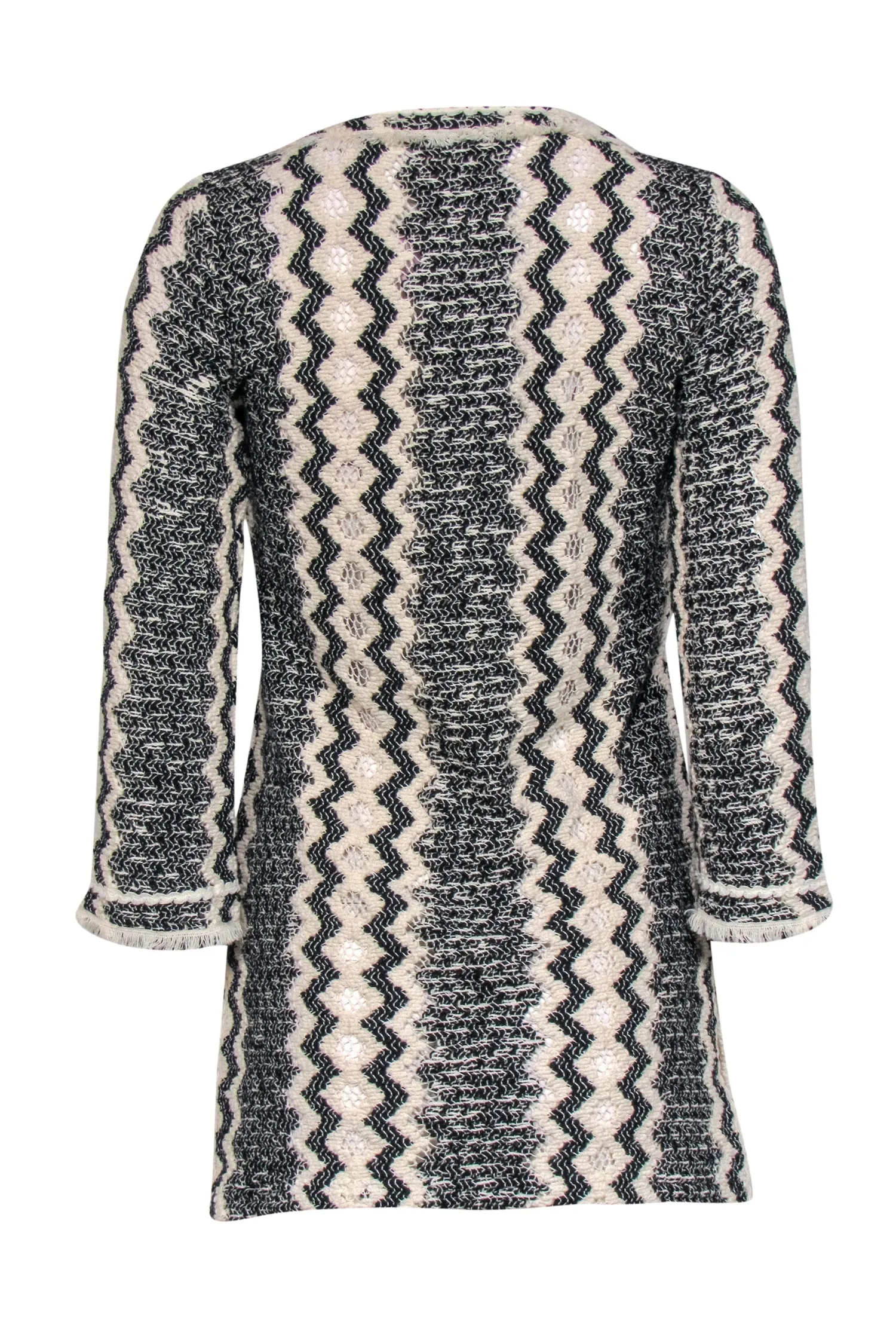 Calypso - Beige & Black Knit Lace-Up Long Sleeve "Romilly" Tunic Sz S