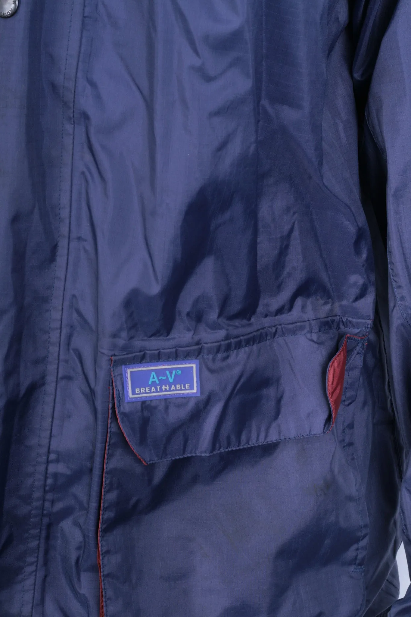 Champion Mens M Jacket Parka Outdoor Hood Navy Blue Full Zipper Waterproof