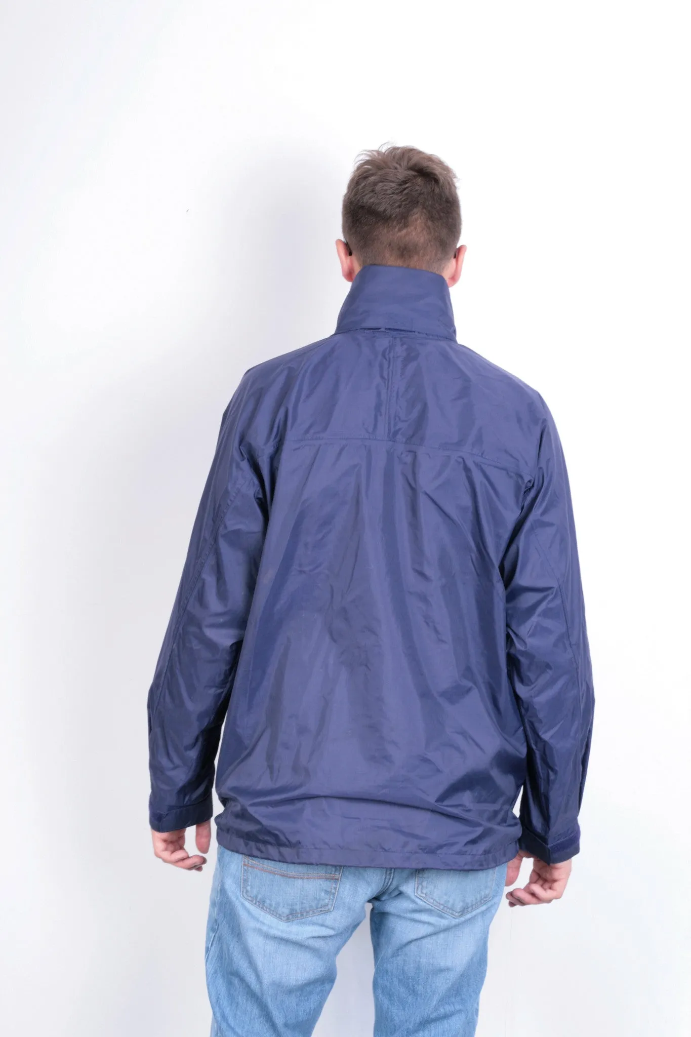 Champion Mens M Jacket Parka Outdoor Hood Navy Blue Full Zipper Waterproof