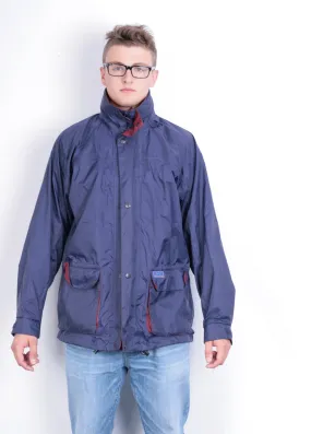 Champion Mens M Jacket Parka Outdoor Hood Navy Blue Full Zipper Waterproof