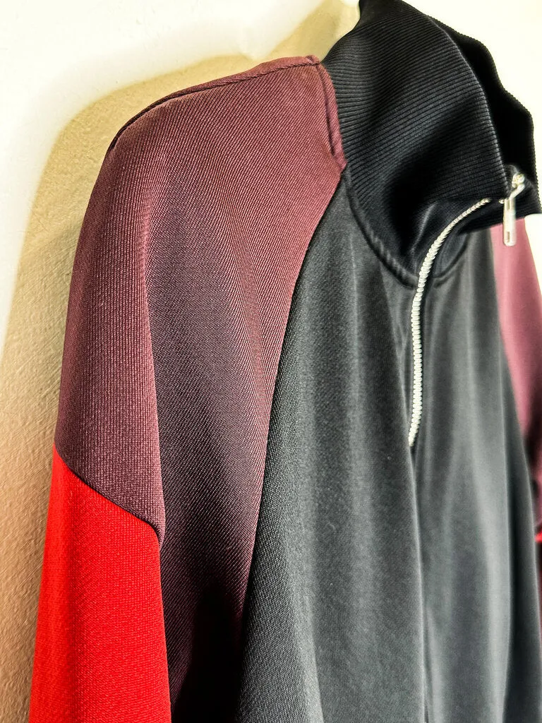 Cropped Colorblock Zip Up Track Jacket