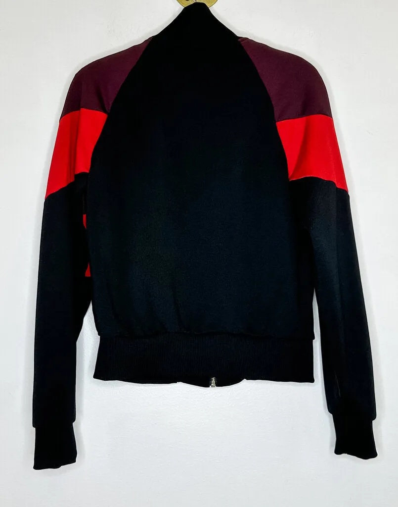 Cropped Colorblock Zip Up Track Jacket