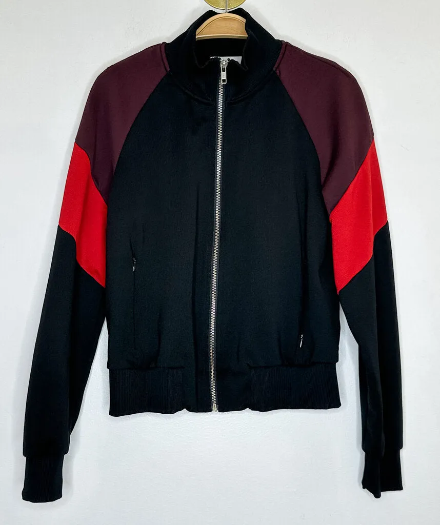 Cropped Colorblock Zip Up Track Jacket