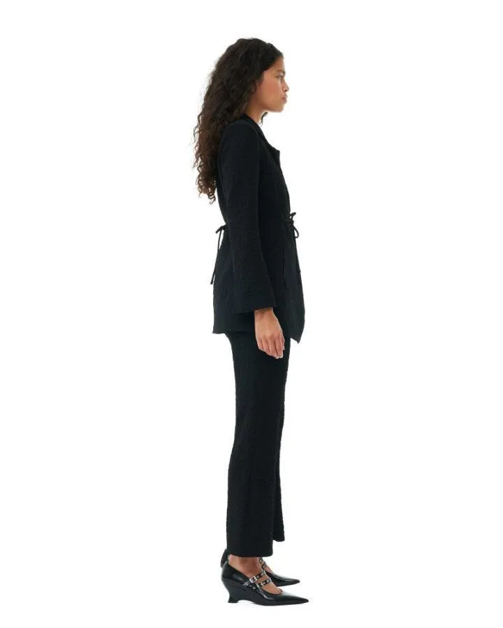 Ganni Textured Suiting Tie String Blazer
