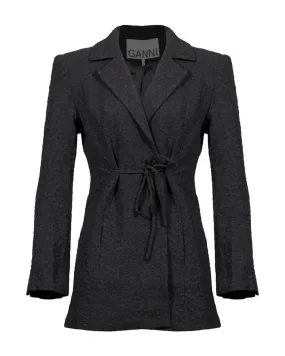 Ganni Textured Suiting Tie String Blazer