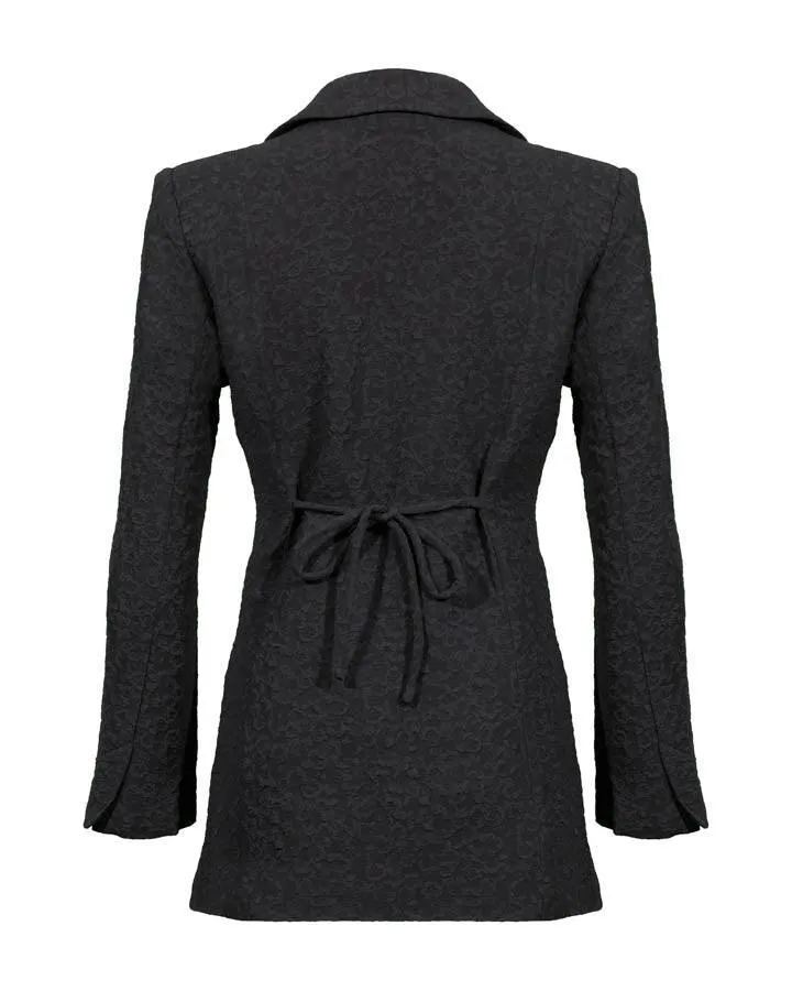Ganni Textured Suiting Tie String Blazer
