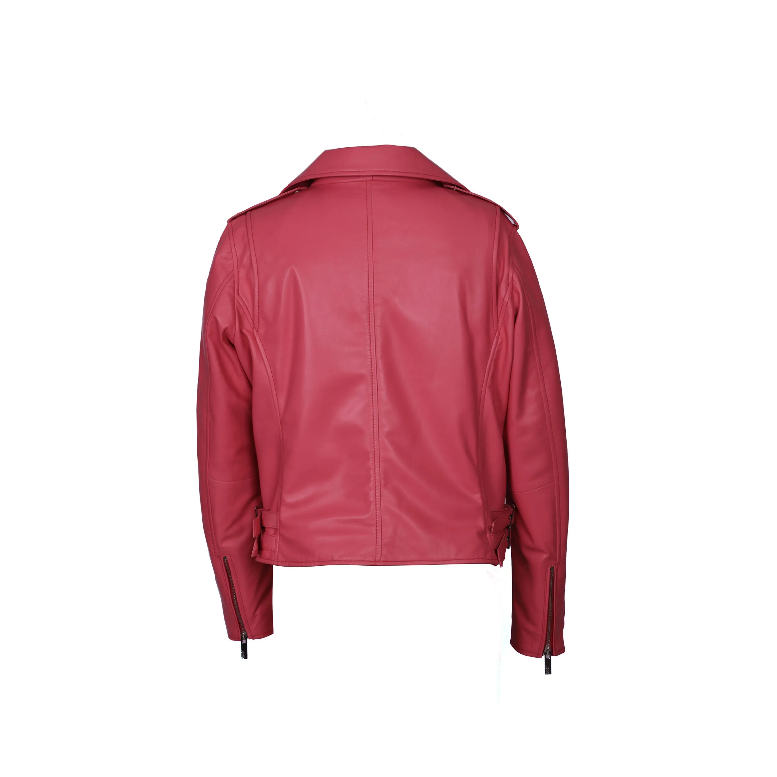 Gigi Hadid Genuine Leather Biker Jacket Pink