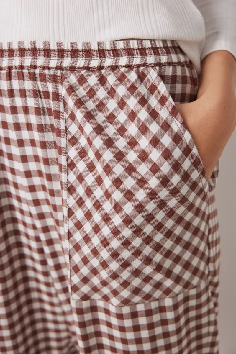 Gingham print skinny long pants