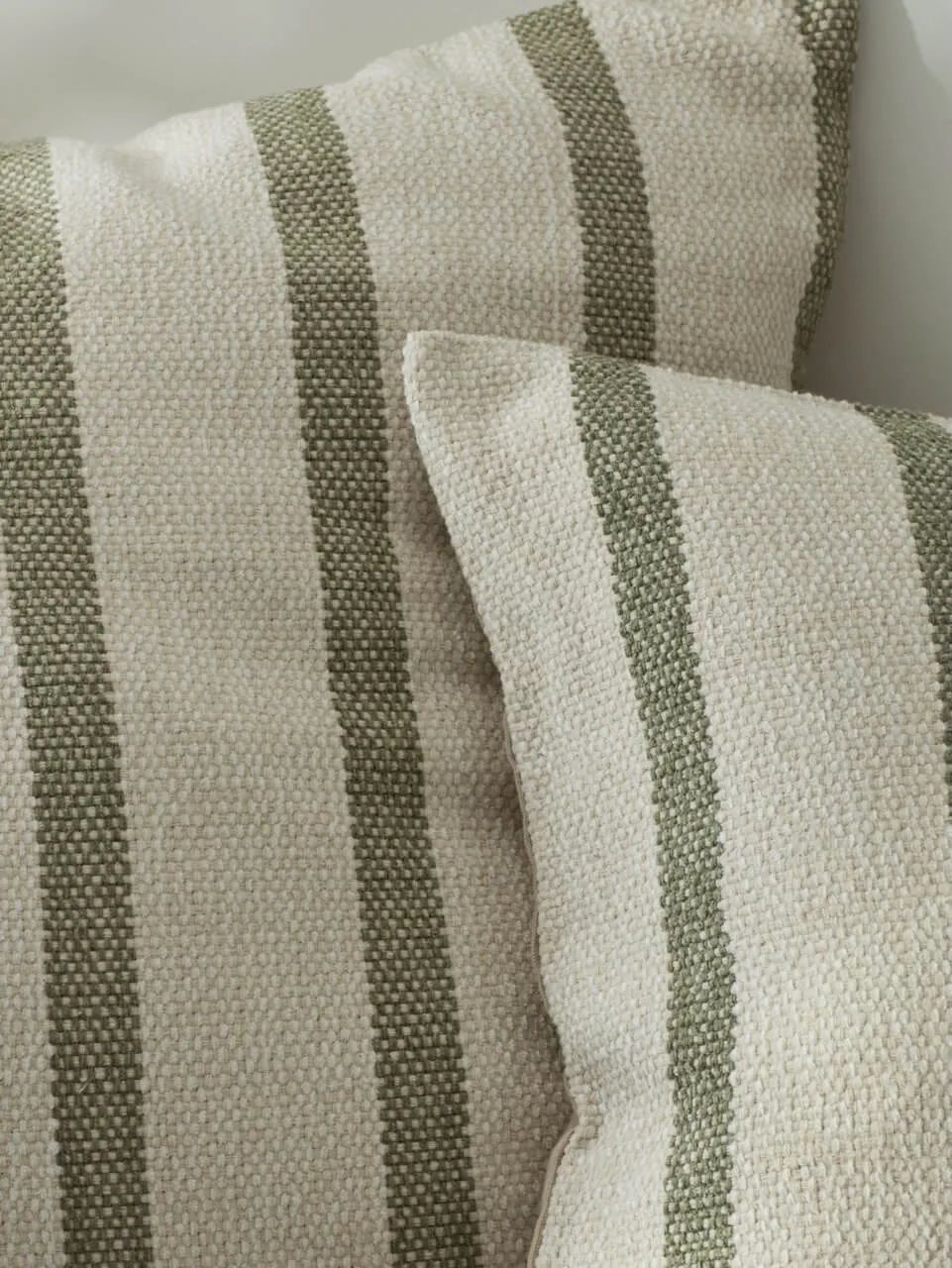 Green & Cream Stripe Cushion Cover