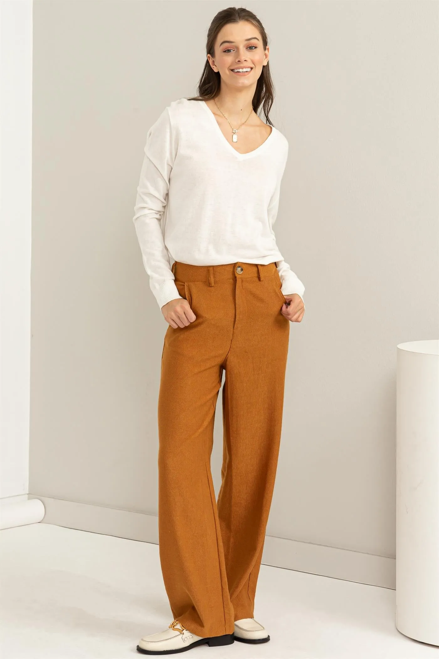 HF24A046-STRAIGHT-CUT CORDUROY PANTS