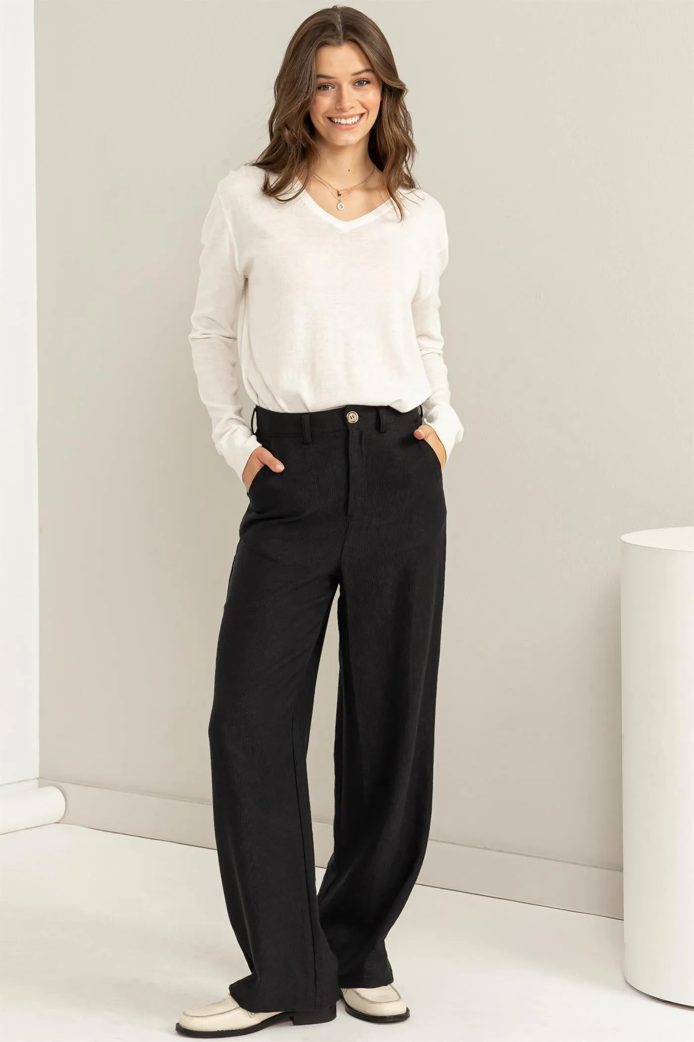 HF24A046-STRAIGHT-CUT CORDUROY PANTS