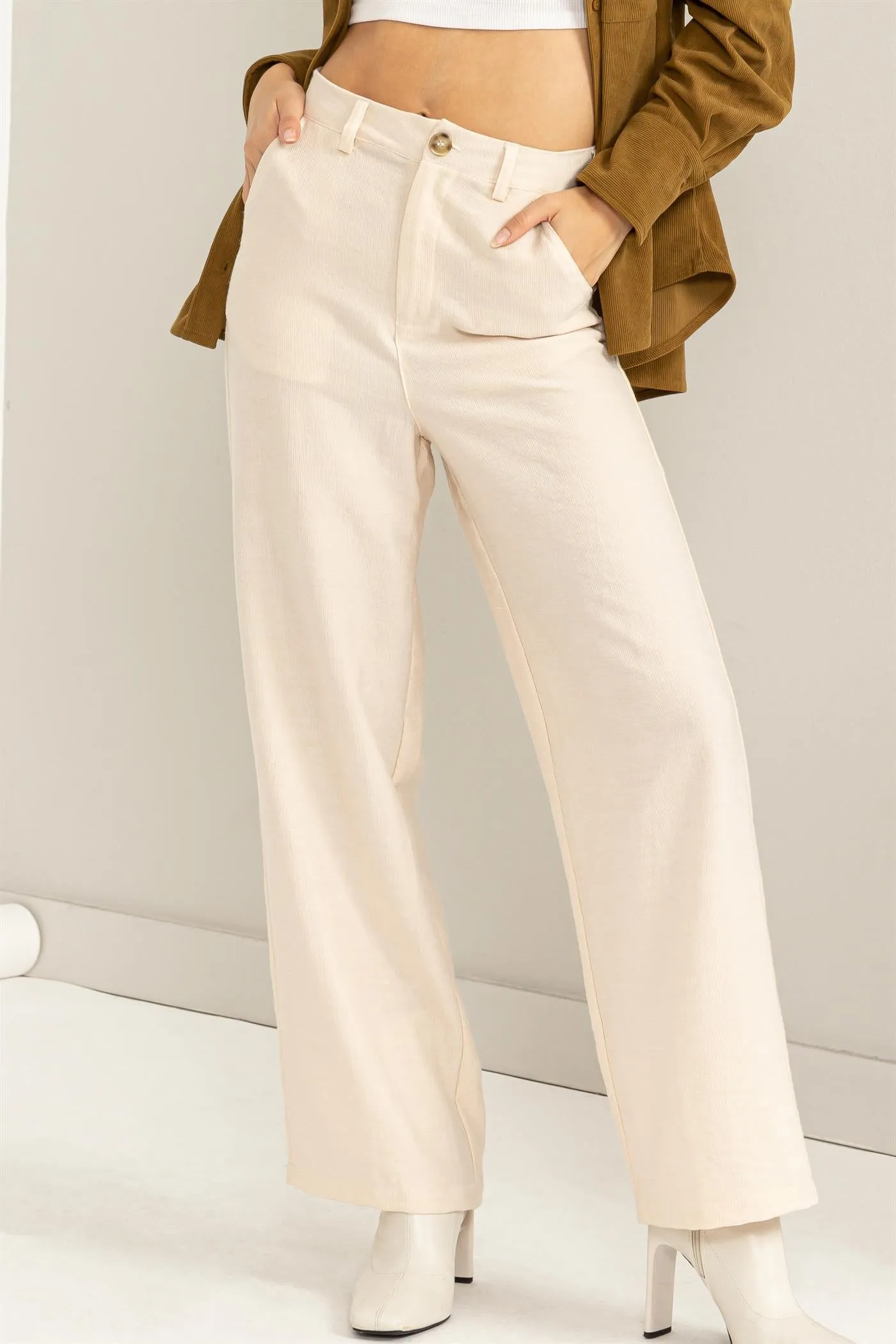 HF24A046-STRAIGHT-CUT CORDUROY PANTS