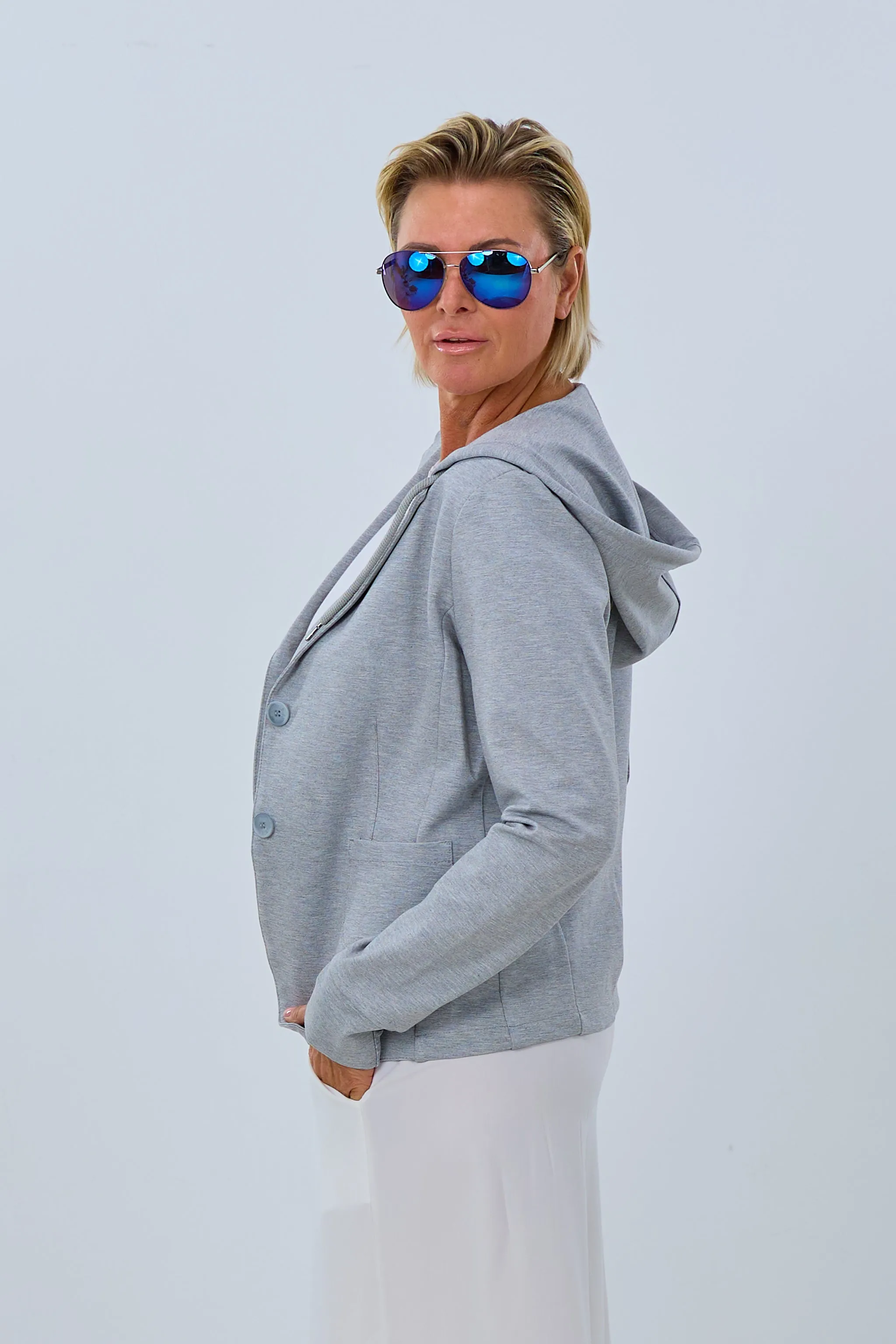 kurzer Kapuzenblazer, grau