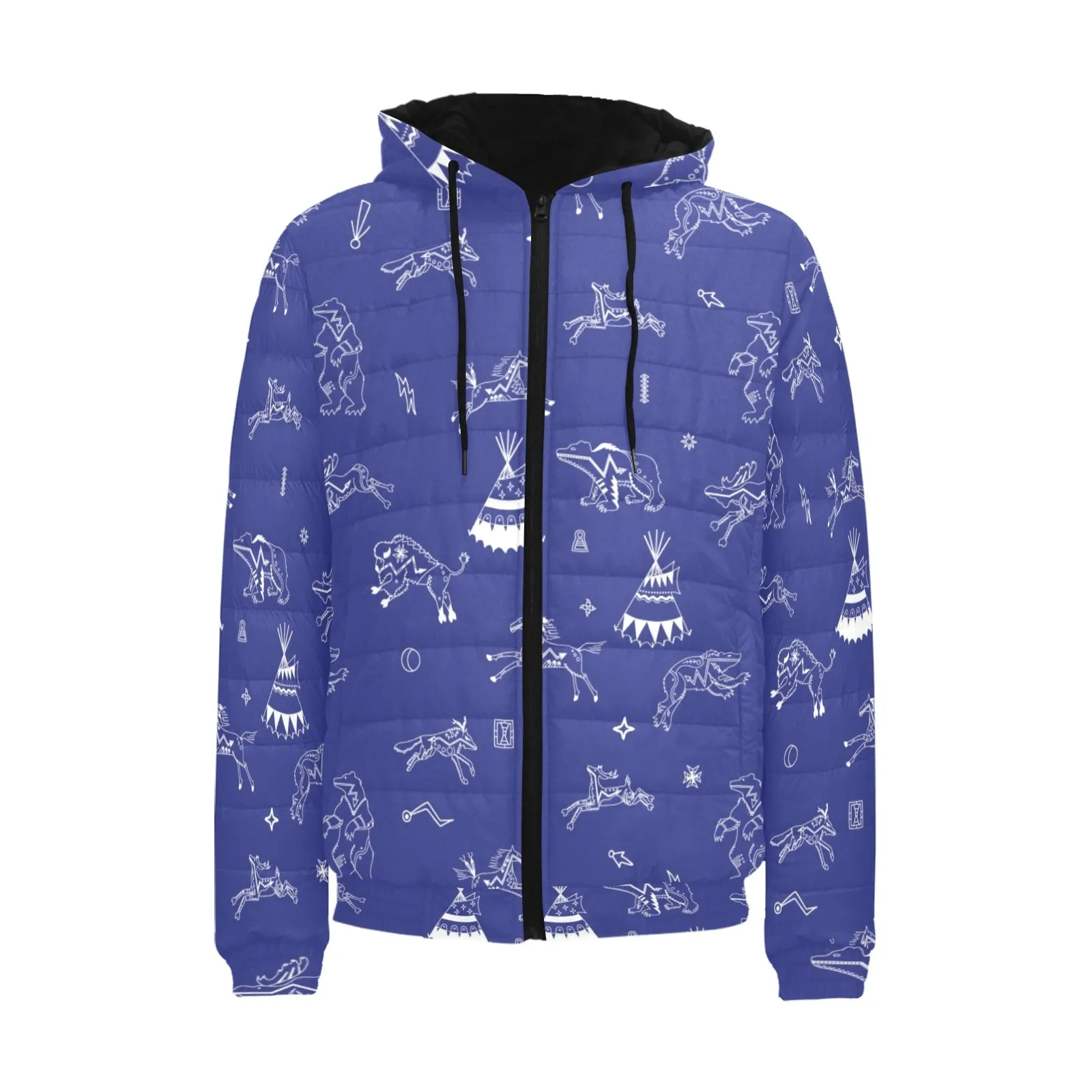 Ledger Dabbles Blue Men's Padded Hooded Jacket