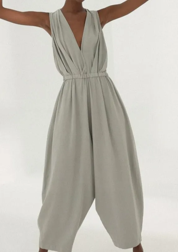 Linen Jumpsuit, Silver Blue