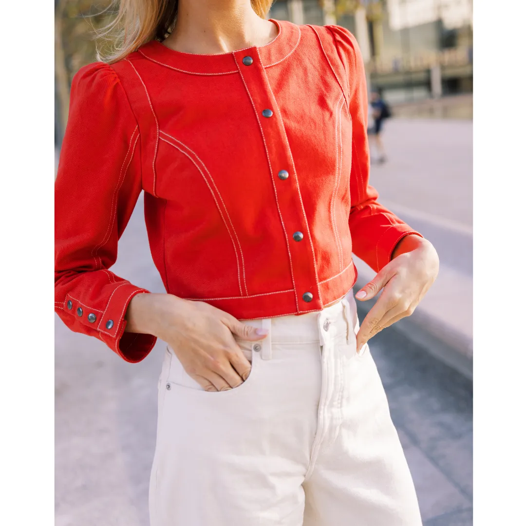 MASON'S DAUGHTER Laura Jacket, Red Cotton Twill