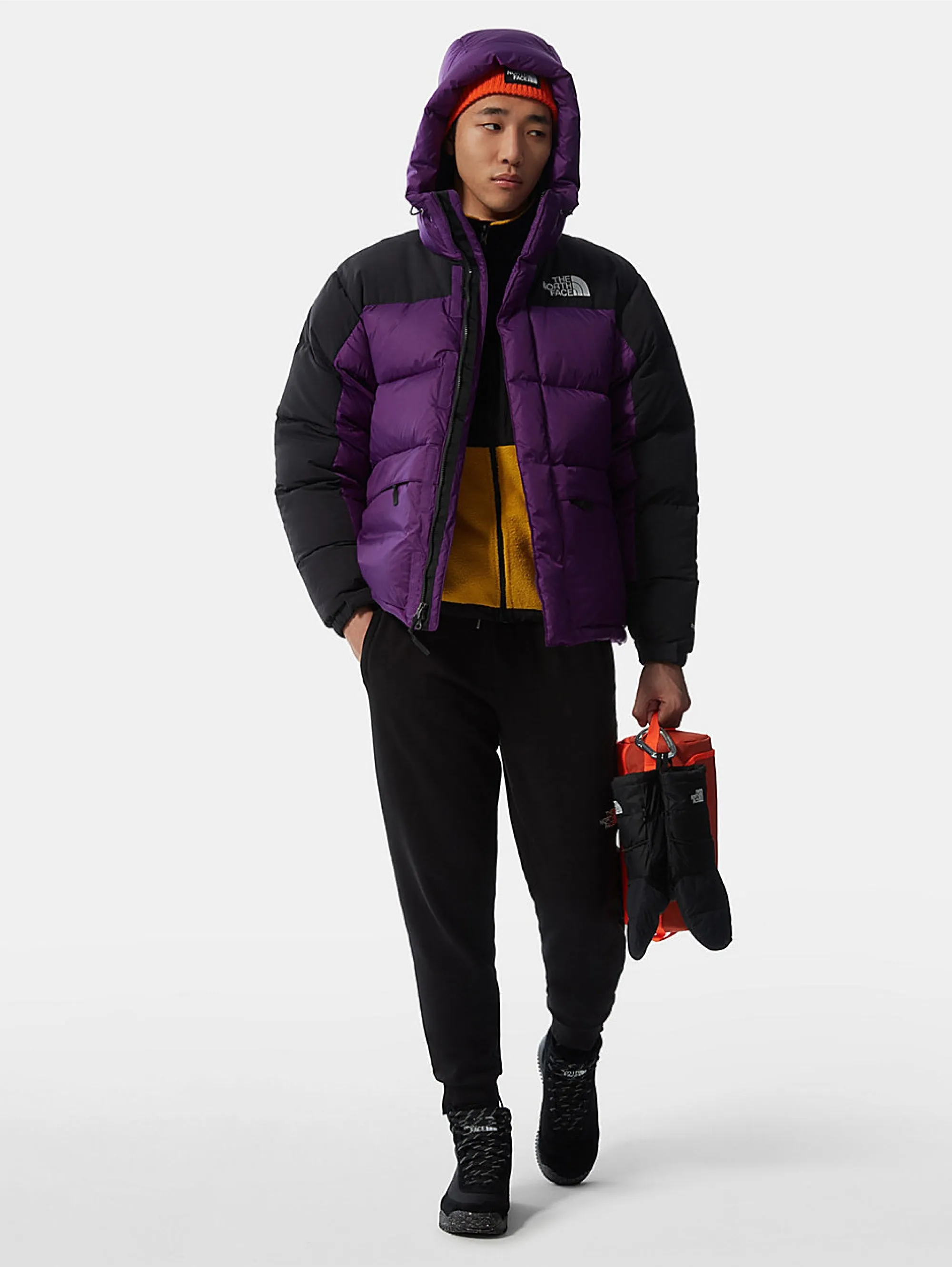 Piumino Color Block Viola/Nero