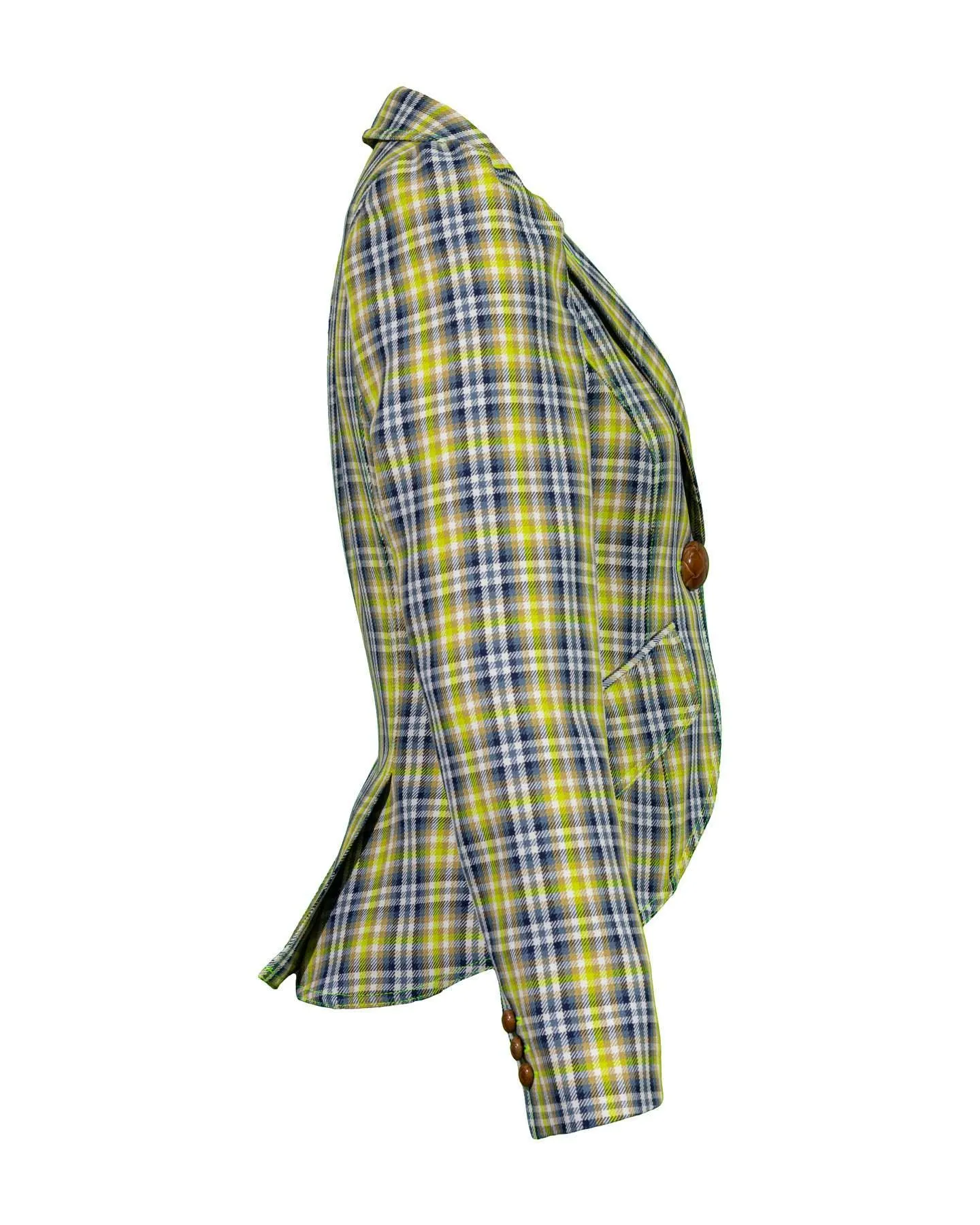 Pouf Sleeve Lime Plaid Blazer