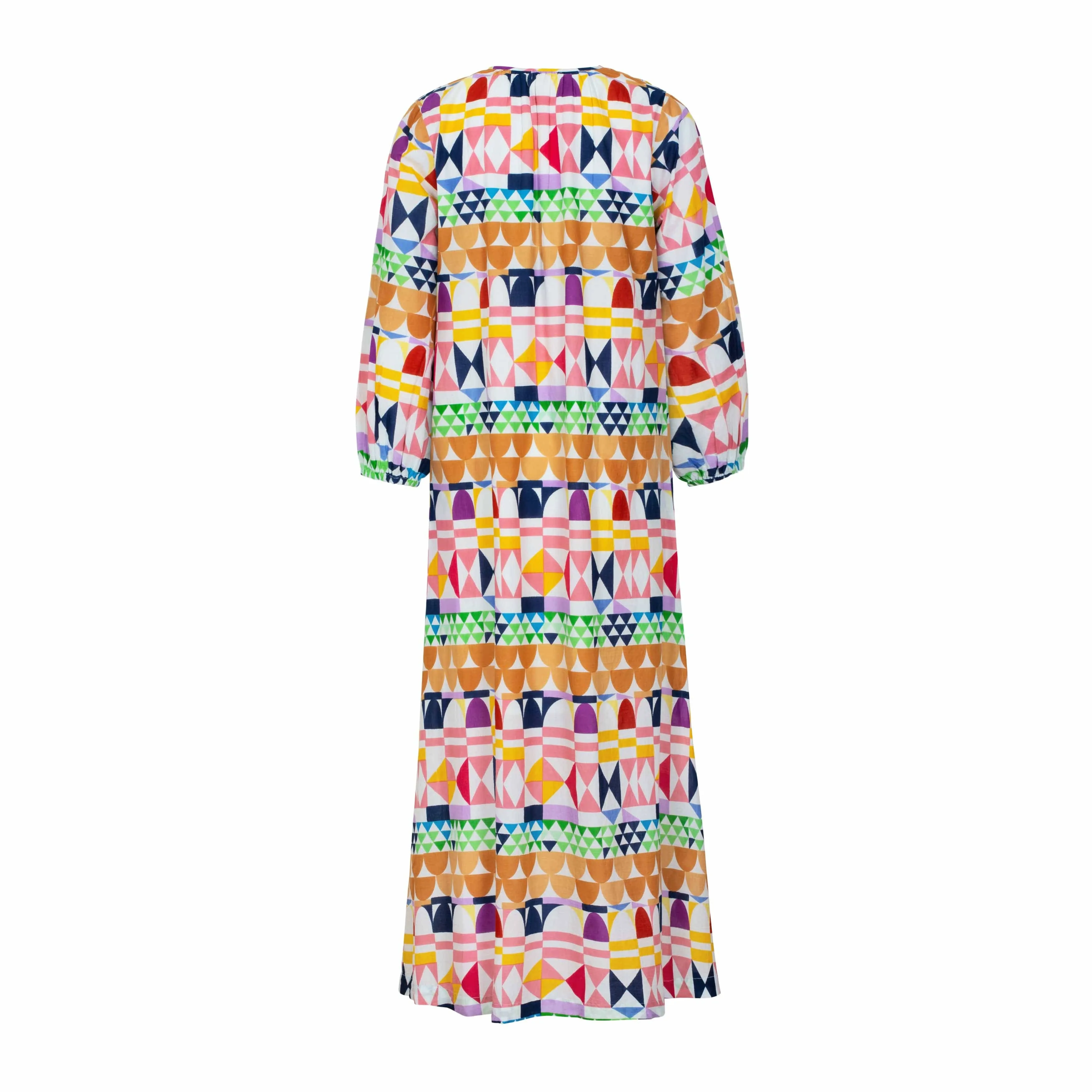 Quilted Print Cotton Maxi Dress