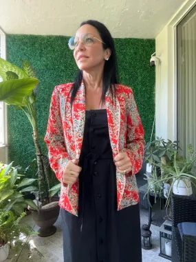 Scarlet Ross Red Floral Satin Blazer Paris