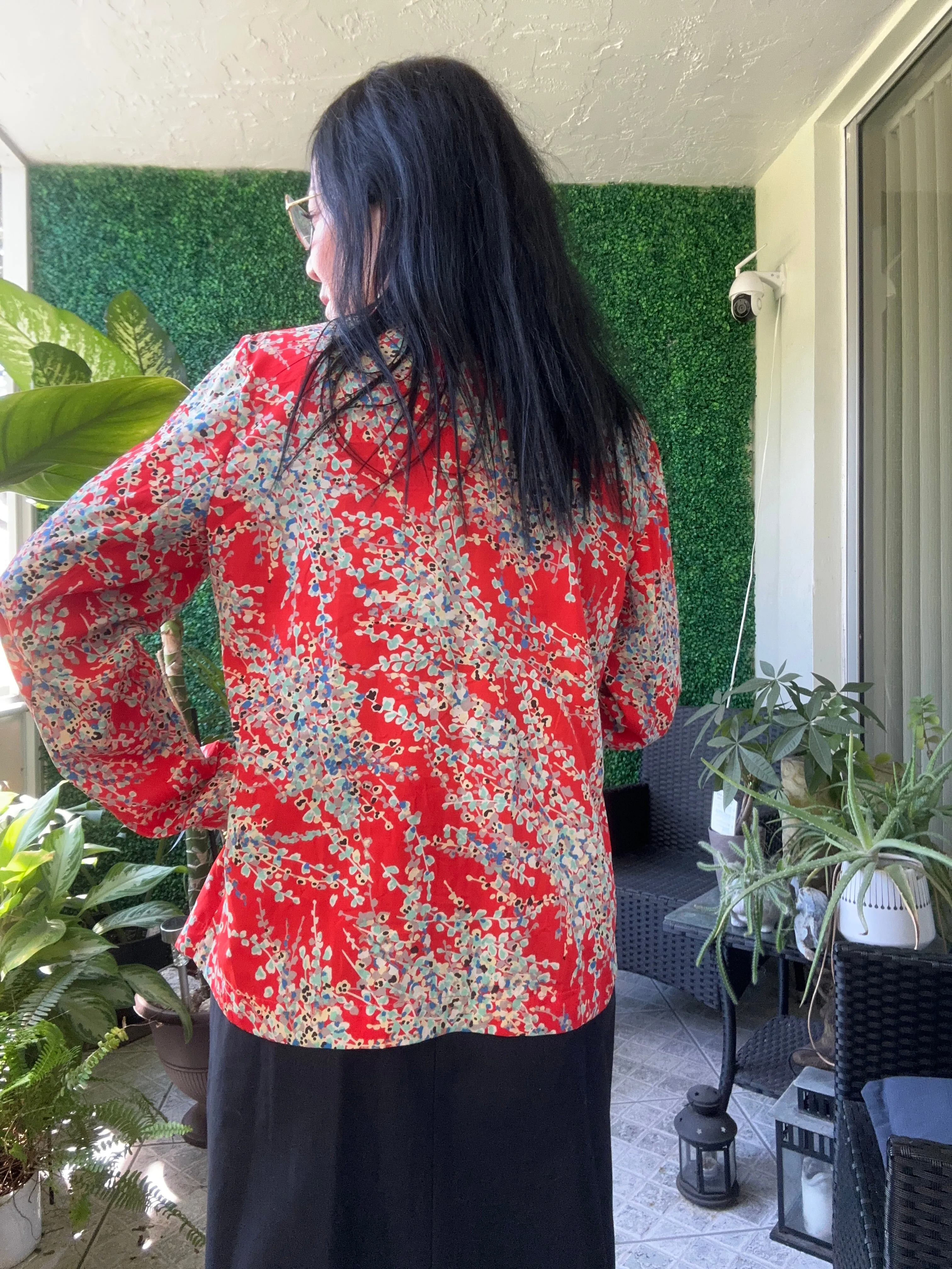 Scarlet Ross Red Floral Satin Blazer Paris