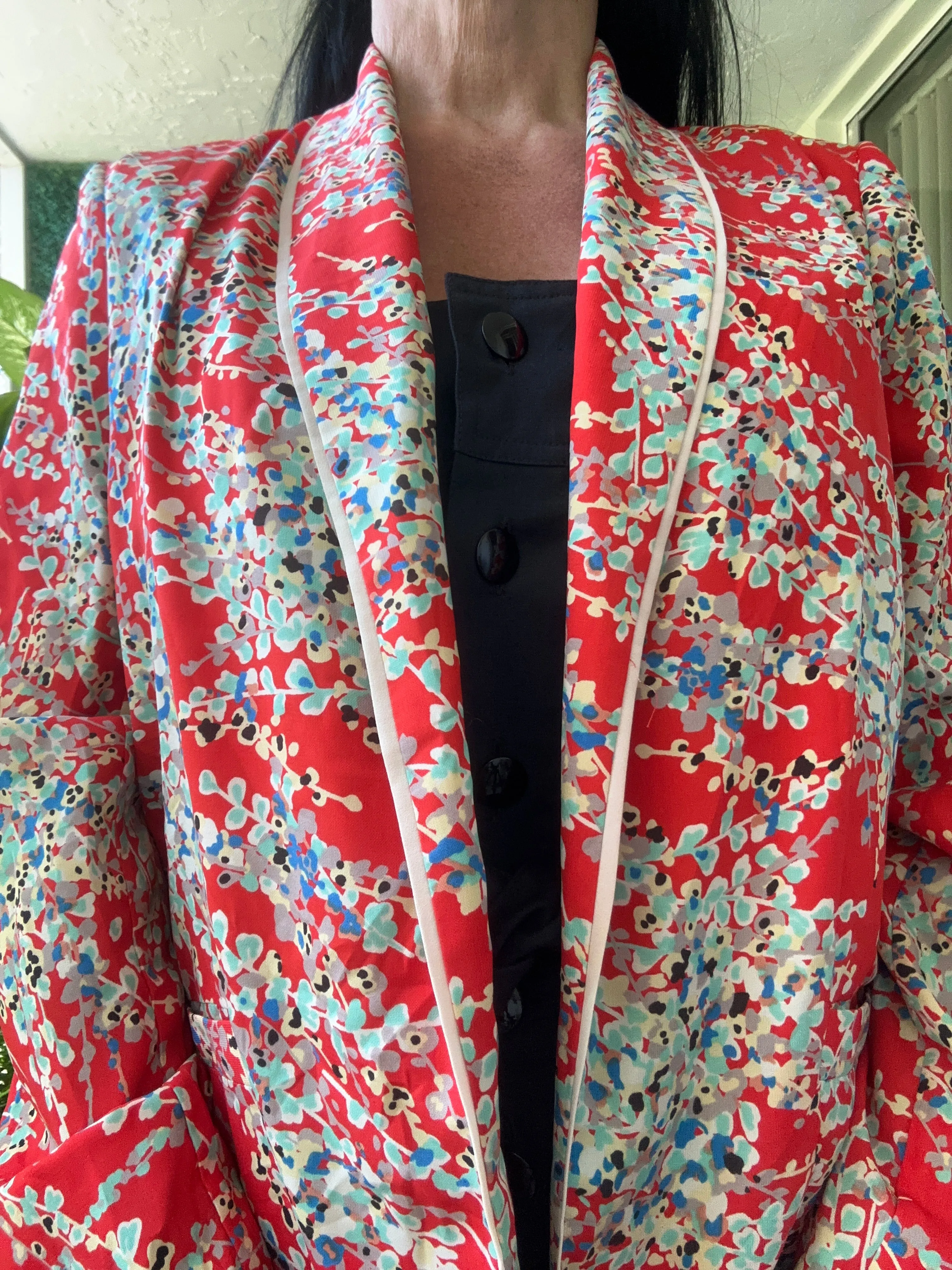 Scarlet Ross Red Floral Satin Blazer Paris