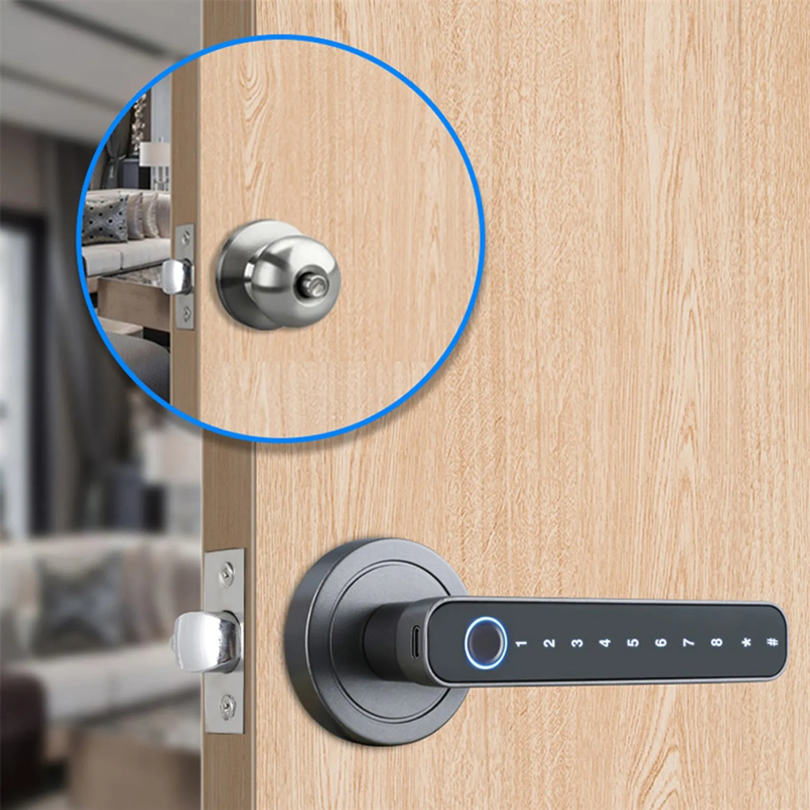 Smart Home Door Lock with Fingerprint, Code & Key