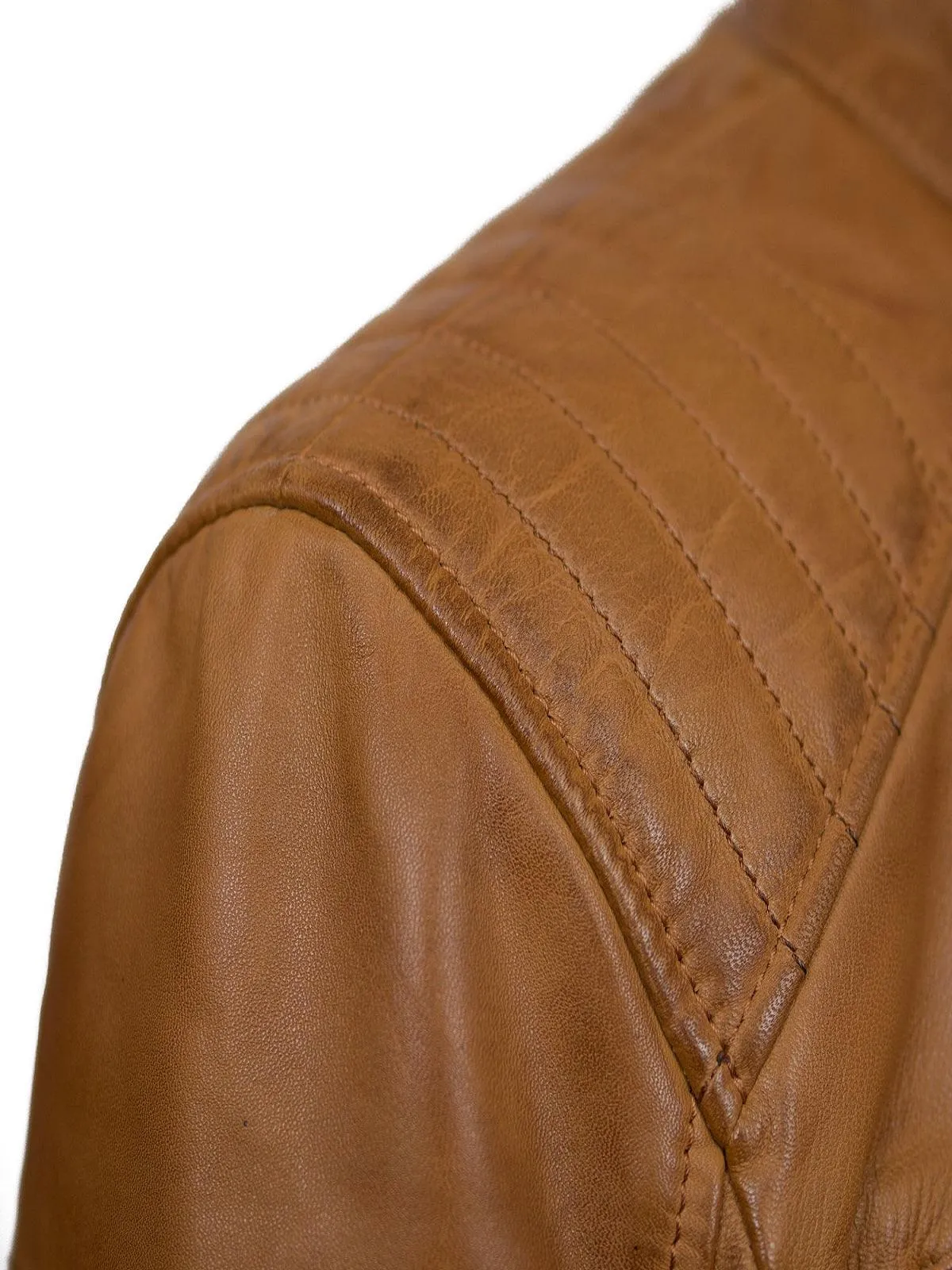 Tan Brown Biker Jacket For Men