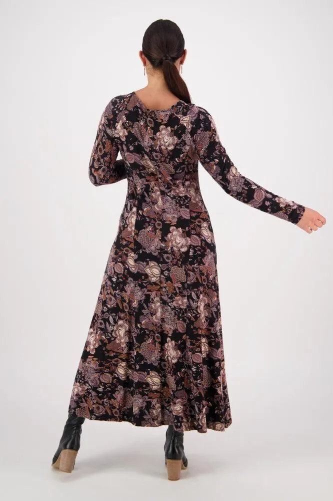 Vassalli Round Neck Printed Knit Dress Vintage