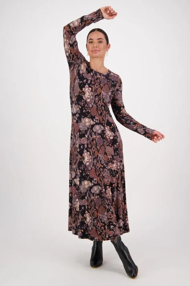 Vassalli Round Neck Printed Knit Dress Vintage
