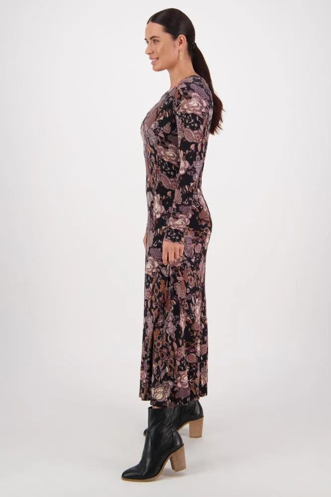 Vassalli Round Neck Printed Knit Dress Vintage