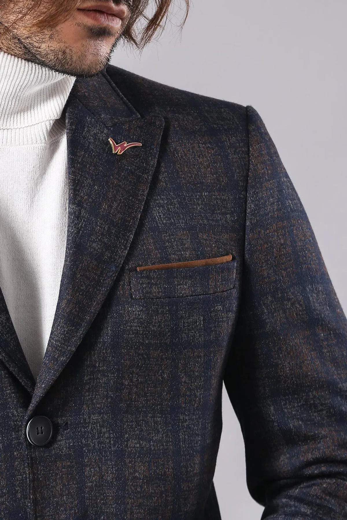 WSS Plaid Over Knee Smoked Men Coat  - Singen