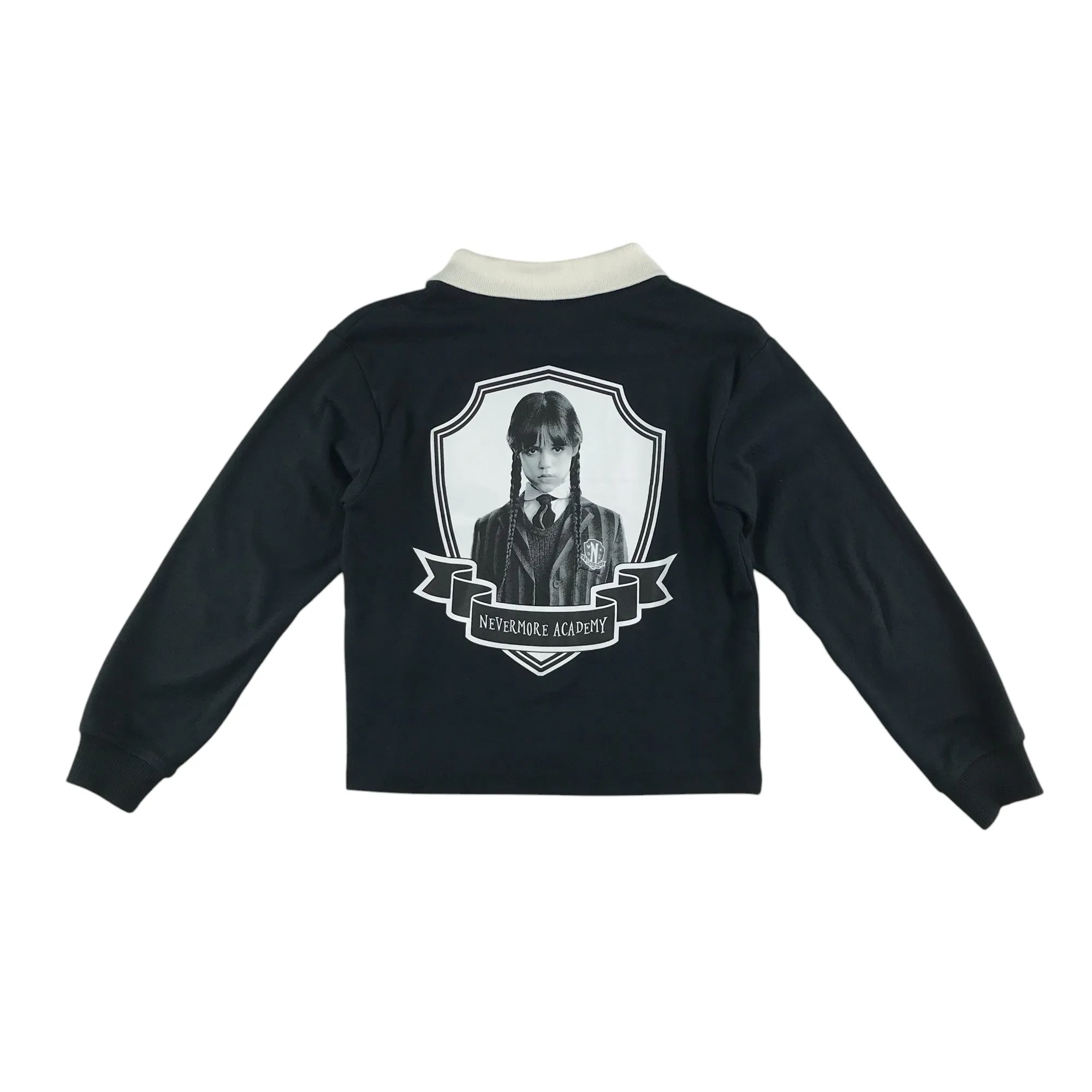 Zara polo shirt 8-9 years black collared Netflix Wednesday Nevermore Academy sweater