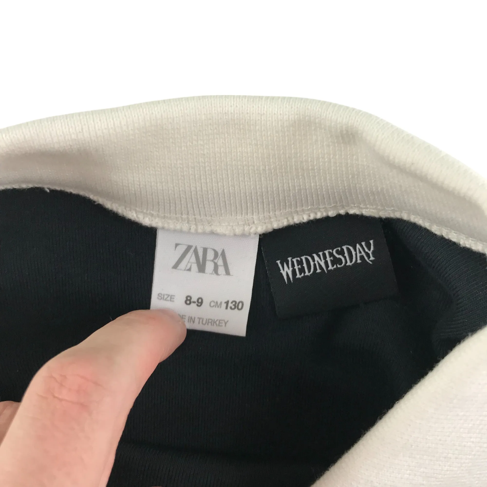 Zara polo shirt 8-9 years black collared Netflix Wednesday Nevermore Academy sweater